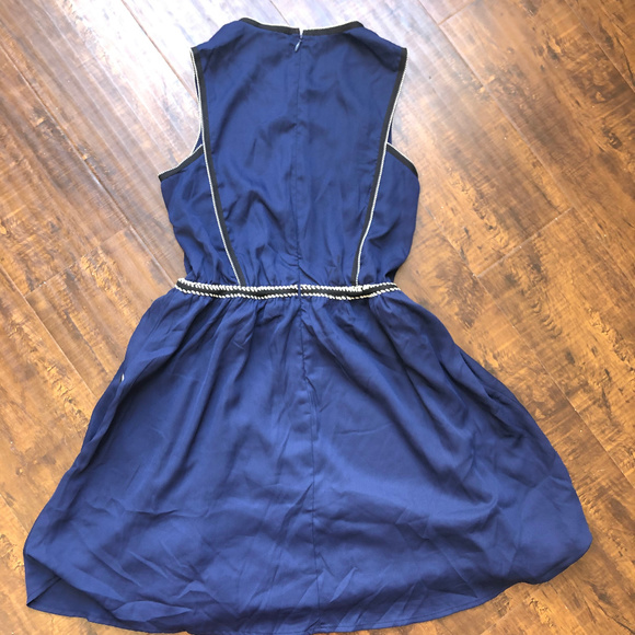 Maison Jules Crochet Trim Fit Flare Blue Dress - Picture 7 of 8